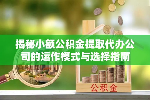 青州揭秘小额公积金提取代办公司的运作模式与选择指南